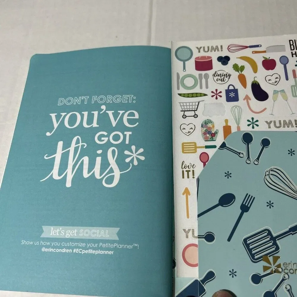 Erin Condren Planner Petite Used Meal Prep Cover Page written on